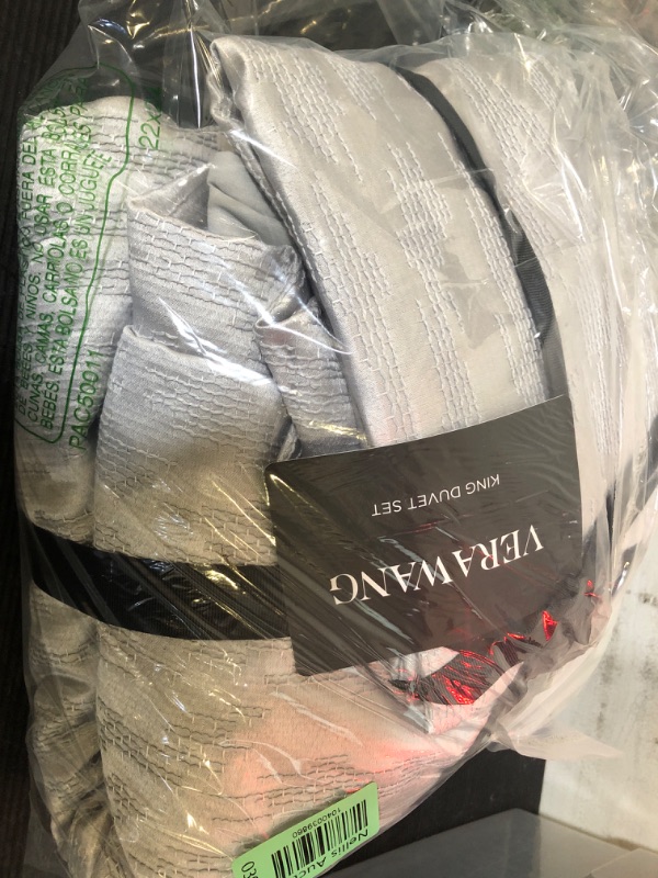 Photo 1 of Vera Wang - King Duvet Cover Set, Luxury Bedding with Matching Shams, Designer Bedding Set (Illusion Grey, King)