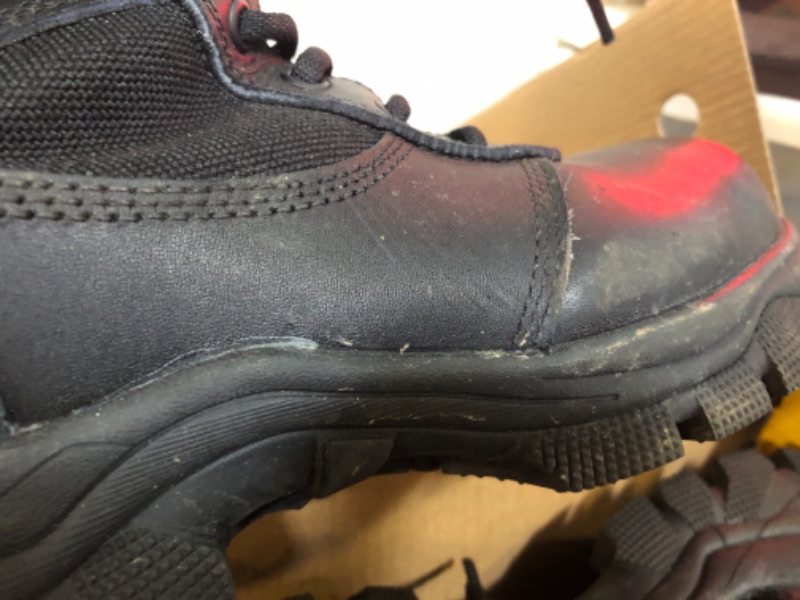 Photo 1 of DahWe Steel Toe Work Boots for Men Side Zipper Slip Resistant Comfortable Indestructible Military Tactical Combat Boots - Black US Size 10.5 