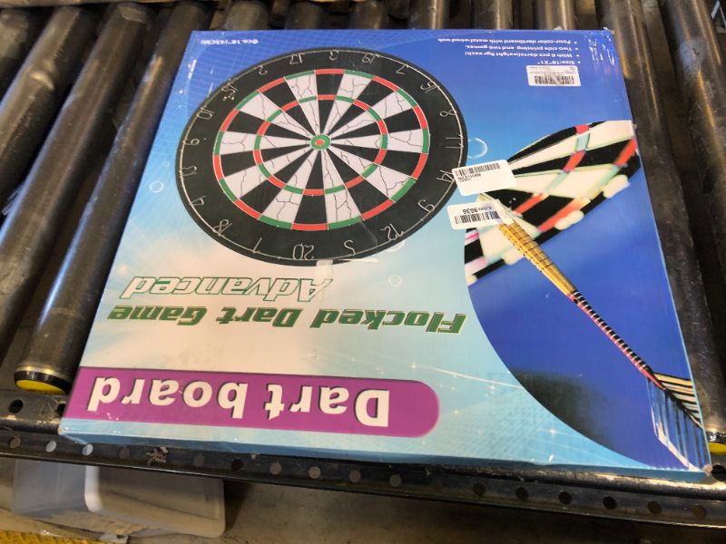 Photo 1 of HoveBeaty Dart Board, Dart Game Set with 6 Metal Darts and Double-Sided Flocking Dartboard (18 Inches)