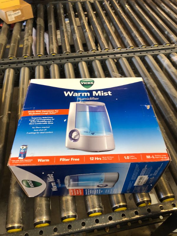 Photo 1 of Vicks Warm Mist Humidifier - Air Humidifier for Bedroom, Home & Large Room, Baby, Kids and Adults Soothing Steam Vaporizer for Cough, Congestion, Allergies & Dry Air, VapoSteam Compatible
