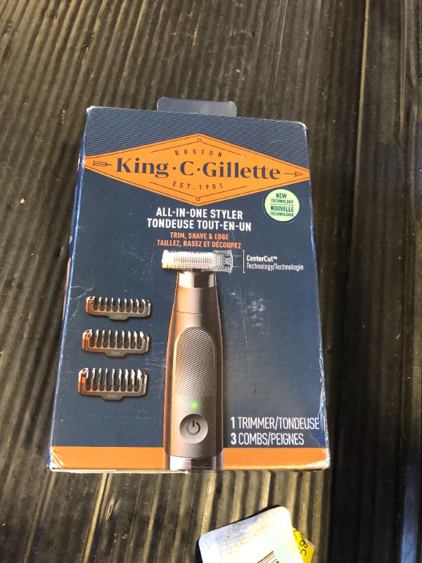 Photo 1 of King C. Gillette Men's All-in-One Styler Cordless Stubble Trimmer with 4D Blade and 3 Interchangeable Combs, Waterproof, Beard Trimmer, Beard Care, One Blade Lasts 6 Months
