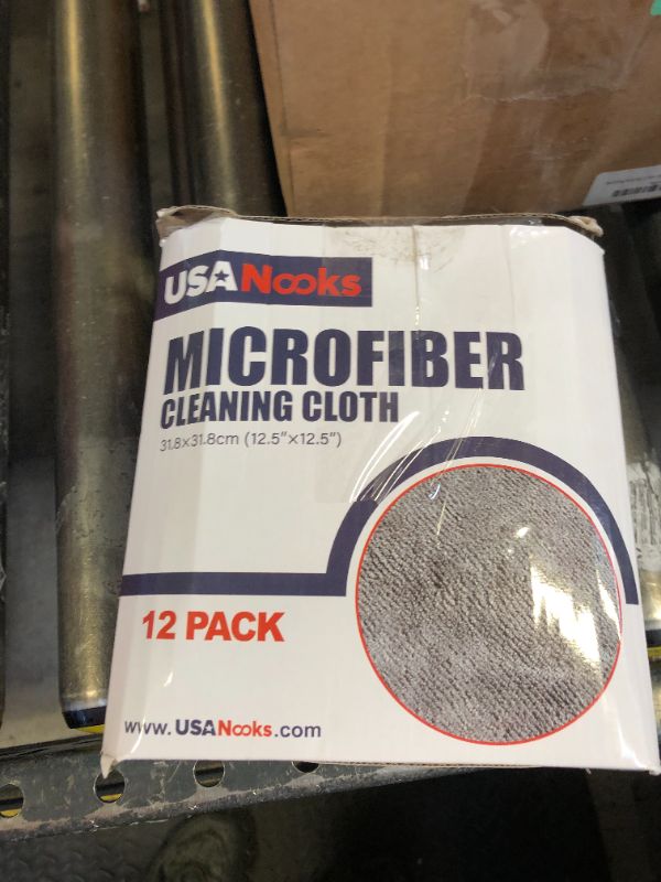 Photo 1 of USANOOKS Microfiber Cleaning Cloth Grey - 12 Pcs (12.5"x12.5") - High Performance - 1200 Washes, Ultra Absorbent Microfiber Towel Weave Grime & Liquid for Streak-Free Mirror Shine - Car Washing Cloth