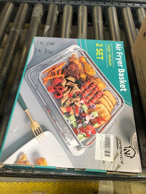 Photo 1 of Air Fryer Basket, OPENICE 2 Set Air Fryer Pan and Crisper Tray for Oven, Non-stick Oven Air Fryer Basket for Baking and Crispy Foods - Large & Medium