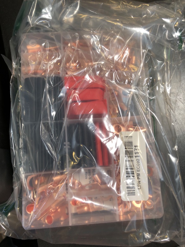 Photo 1 of Sanuke 260pcs Copper Wire Lugs Connectors Kit AWG 12 10 8 6 4 2 with Heat Shrink, 120pcs Battery Cable Lugs Ends Ring Terminals Connectors and 140pcs Heat Shrink Tubing