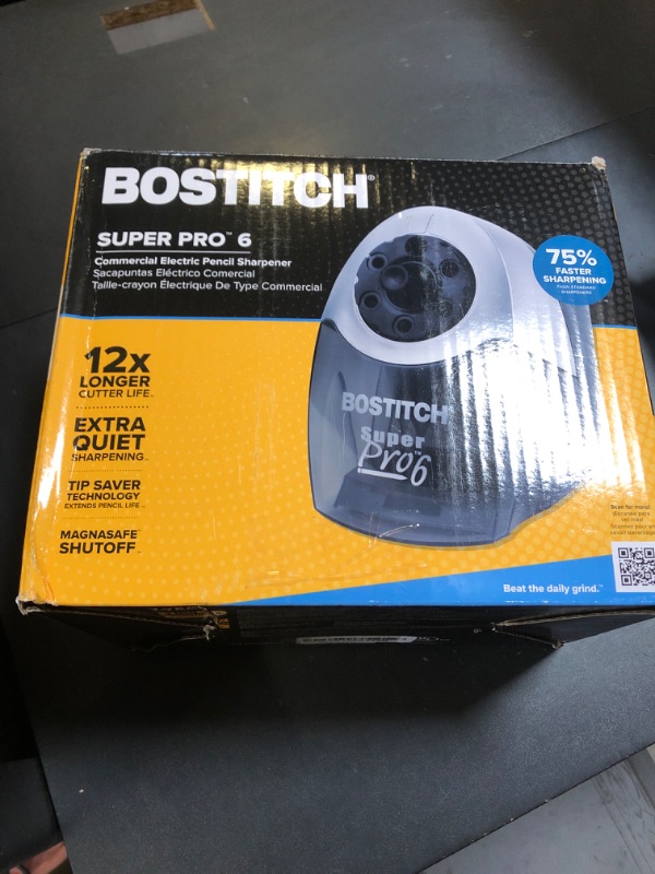 Photo 1 of Stanley Bostitch SuperPro6 Commercial Pencil Sharpener with 6 Holes and Industrial Motor, Gray (EPS12HC)