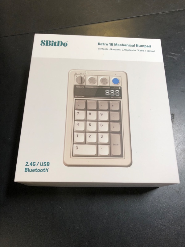 Photo 1 of 8Bitdo 18 Key Retro Mechanical Numpad, Supports PC & Standard Calculator Mode, Hot-swappable, PC Calculator Shortcut Button, Bluetooth/2.4G/Wired for Windows and Android - M Edition