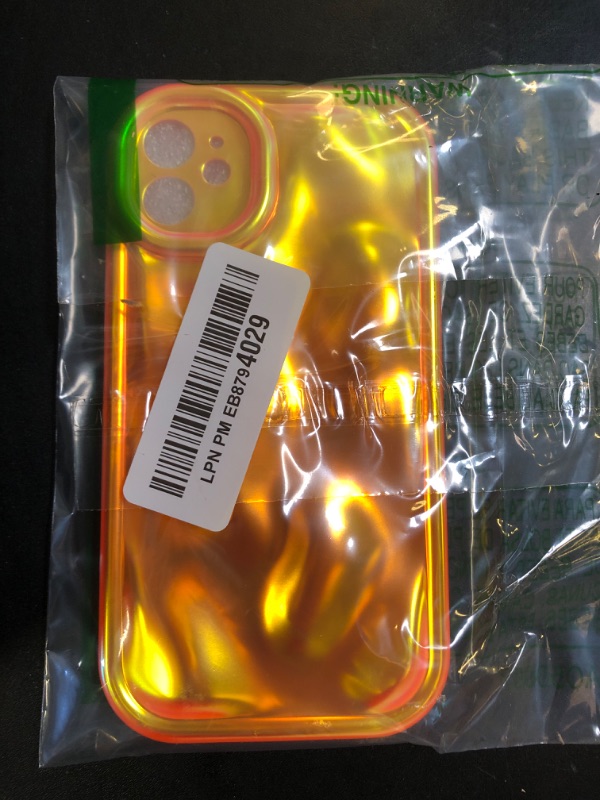 Photo 1 of Caseative for iPhone 11 Case,Water Ripple Wave Meteorite Bubble Chrome Plating Soft Phone Case (Fluorescent Orange)