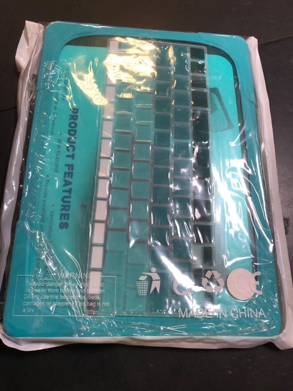Photo 1 of Batianda Heavy Duty Case for MacBook Air 13 inch 2020 A2179 A1932 A2337 M1 Chip with Touch ID, Hard Shell Cover with Foldable Kickstand Shockproof Function and Keyboard Cover, Cyan