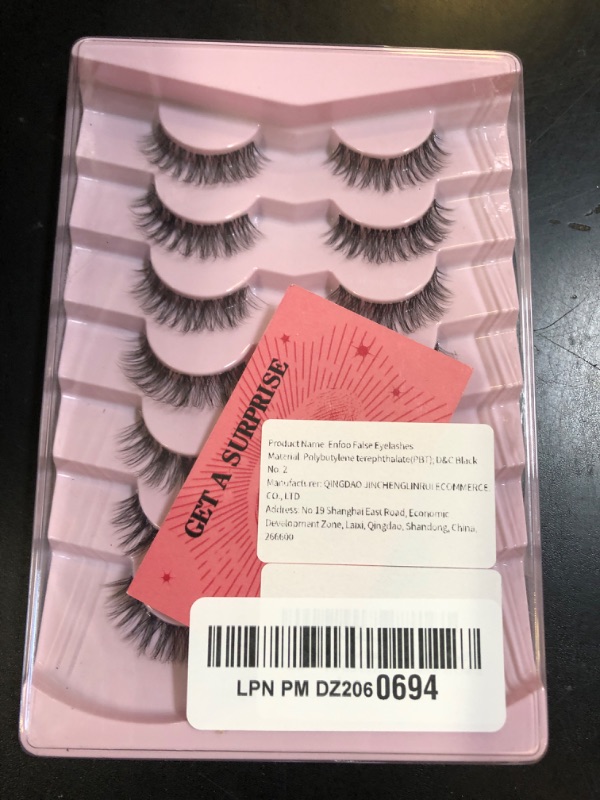 Photo 1 of ENFOO Lashes Natural Everyday Wispy Lashes Natural Look Clear Band Flared Eyelashes False Eye Lashes Soft Fluffy Lashes False Eyelashes 7 Pairs SF-09