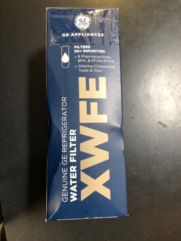 Photo 1 of GE XWFE Refrigerator Water Filter, Genuine Replacement Filter, Certified to Reduce Lead, Sulfur, and 50+ Other Impurities, Replace Every 6 Months for Best Results, Pack of 1