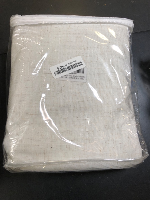 Photo 1 of Cream Linen Blackout Curtains 95 Inch Length 2 Panels Set for Living Room Bedroom Back Tab Thermal Insulated 100% Black Out Linen Drapes Room Darkening Window Curtains 95 Inches Long Ivory Natural