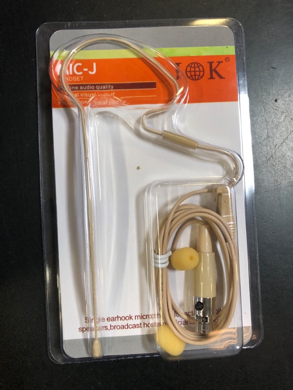 Photo 1 of J K Pro Headset Headworn Single Earhook Microphone MIC-J S90 Compatible with Shure Wireless Transmitter