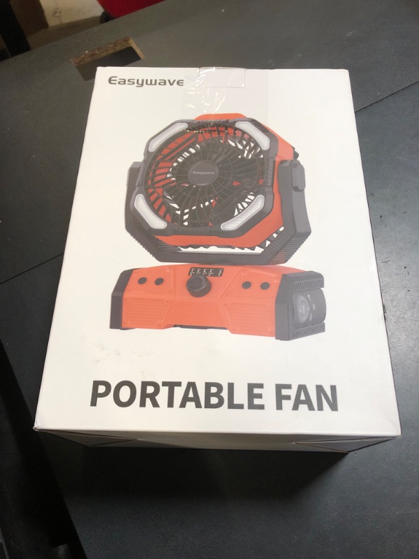 Photo 1 of Easywave Camping Fan with LED Lantern: 30000mAh Rechargeable Battery Powered Outdoor Tent, Oscillating Fan with 360° Hanging Hook, Personal USB Desk Fan for Camping, Power Outage, Hurricane, Jobsite