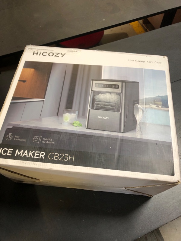 Photo 1 of HiCOZY Ice Maker Countertop,Ice in 6 Mins, 24 lbs/Day, Portable & Compact Gift with Self-Cleaning,for Apartment/Under Cabinet/Kitchen/Office/Camping/RV/Home Bar(Black Gray)
