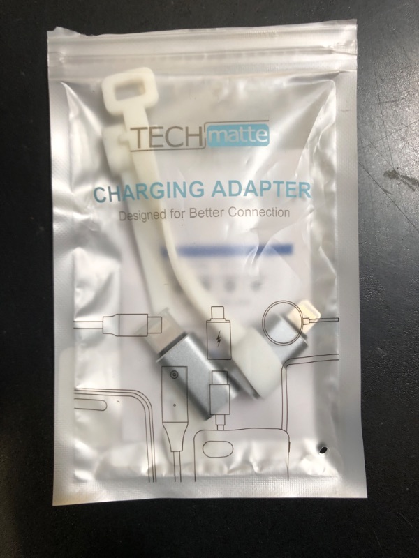 Photo 1 of TechMatte Female USB C to Male Lightning Adapter 2 Pack 2.2A Charging Data Transfer, Compatible with iPhone 14, 13, 12, 11 Xs iPad iPod AirPods, Not for Audio Headphones/OTG Firewire Anti-Lost, Grey