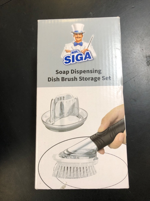 Photo 1 of MR.SIGA Soap Dispensing Dish Brush Storage Set, Kitchen Brush with Holder for Pot Pan Sink Cleaning