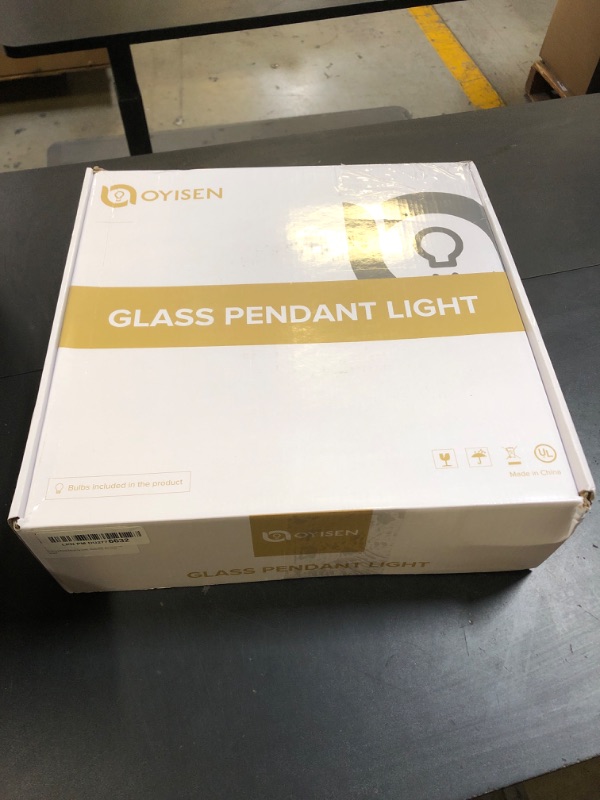Photo 1 of Oyisen Hanging Lights, 11.8 Inch Glass Shade Kitchen Island Light Fixtures Golden Cord Pendant Lights Vintage Hanging Pendant Light for Kitchen and Bedroom with Light Bulb