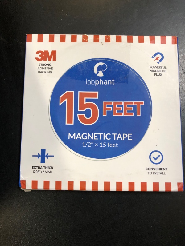 Photo 1 of Magnetic Tape, 15 Feet Magnet Tape Roll (1/2'' Wide x 15 ft Long), with 3M Strong Adhesive Backing. Perfect for DIY, Art Projects, whiteboards & Fridge Organization