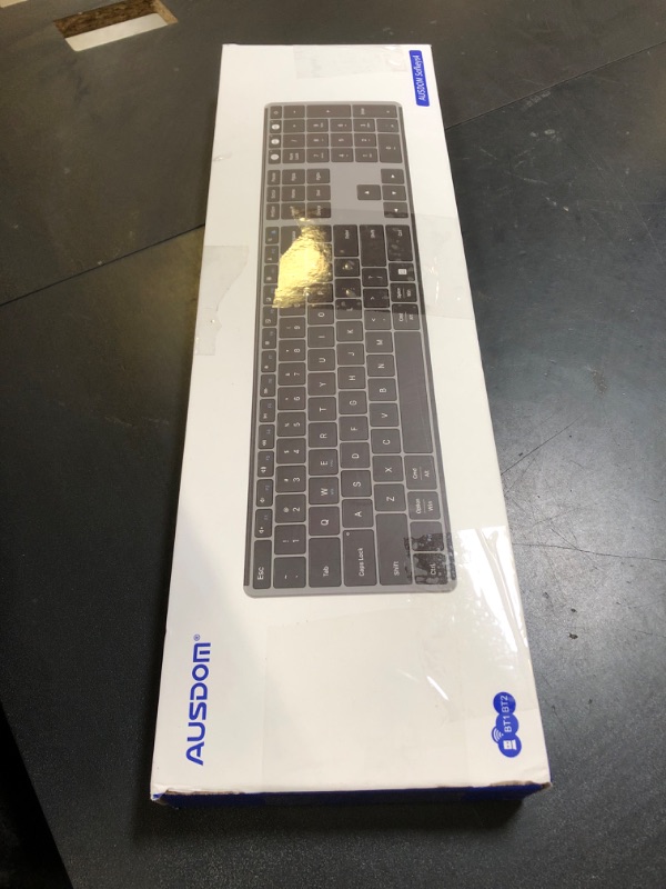 Photo 1 of AUSDOM 2.4G Wireless Bluetooth Keyboard Full Size, Quiet Slim Multi-Device Rechargeable Cordless QWERTY Keyboard with Number Pad, Low Profile Silent Flat Universal Keyboards for Computer/Mac/Windows