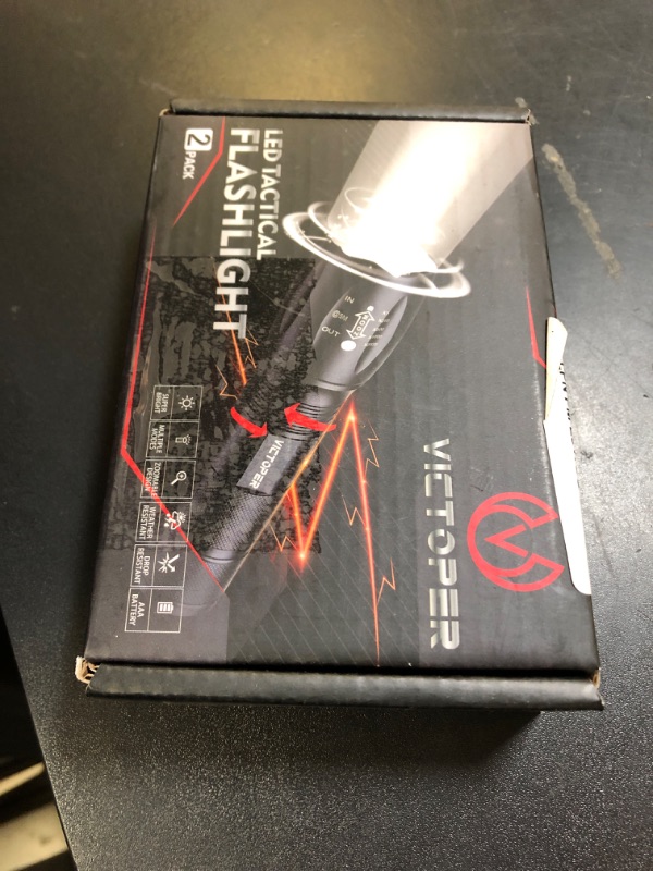 Photo 1 of Victoper LED Flashlight 2 Pack, Bright Tactical Torch High Lumens with 5 Modes, Waterproof Zoomable Flash Light for Outdoor, Gifts for Father's Day Camping Essentials Gear