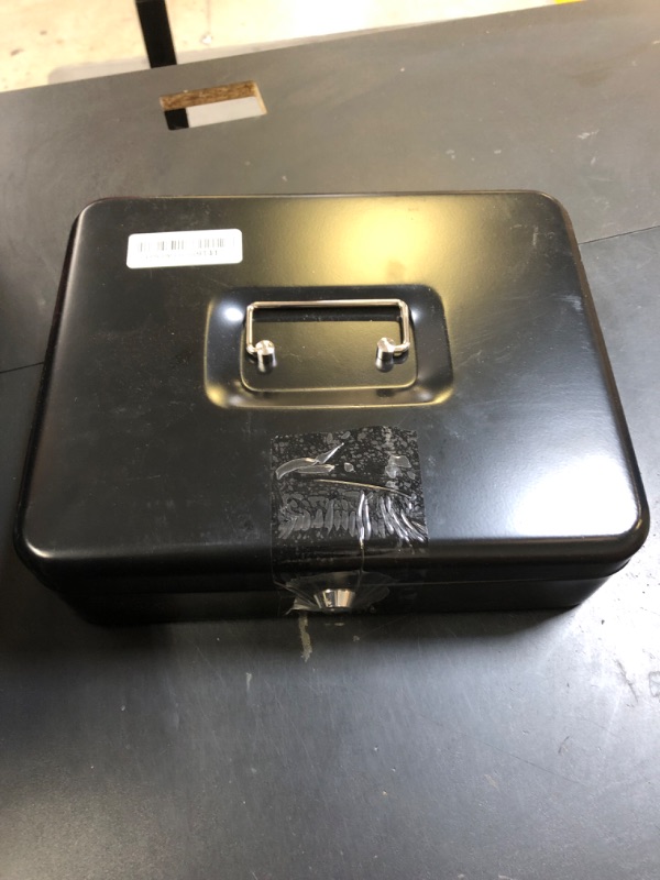 Photo 1 of Jssmst Large Cash Box with Lock - Metal Money Box 100% Safe, 11.8L x 9.5W x 3.5H Inches, Black, SM-CB0501L