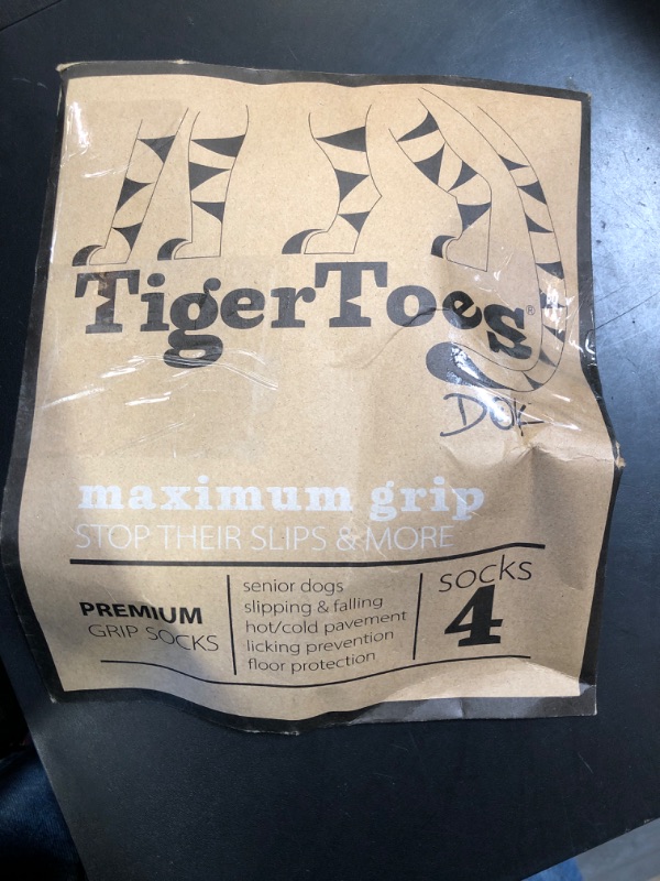 Photo 1 of DOK TigerToes Premium Non-Slip Dog Socks for Hardwood Floors - Extra-Thick Grip That Works Even When Twisted - Prevents Licking, Slipping, and Great for Dog Paw Protection (X-Large)