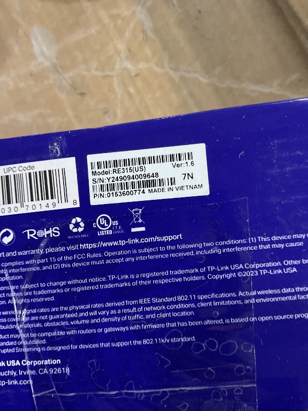 Photo 1 of TP-Link AC1200 WiFi Extender, 2025 Wirecutter Best WiFi Extender, 1.2Gbps home signal booster, Dual Band 5GHz/2.4GHz, Up to 1600 Sq.ft and 32 Devices, EasyMesh Compatible, One Ethernet Port (RE315)