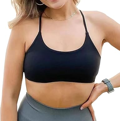 Photo 1 of **SEE NOTES** Aoxjox Women's Workout Sports Bras Fitness Backless Padded Ivy Low Impact Bra Yoga Crop Tank Top (Black, X-Large)