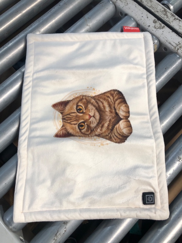 Photo 1 of (missing power cord) Comfheat USB Heating Pad, 5V Heated Travel Pads for Airplane, Camping, 3 Heat Settings & Auto Shut Off, Hot Therapy for Pain Relief Abdomen Cramps (16"x 12") (Non-Chargeable) Cat