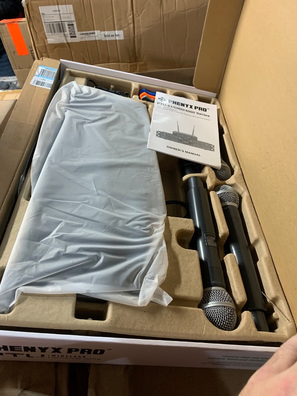 Photo 1 of Phenyx Pro Wireless Microphone System, 4-Channel UHF Wireless Mic, Fixed Frequency Metal Cordless Mic with 4 Handheld Dynamic Microphones, 260ft Range, Mics for Singing, Church(PTU-5000-4H)