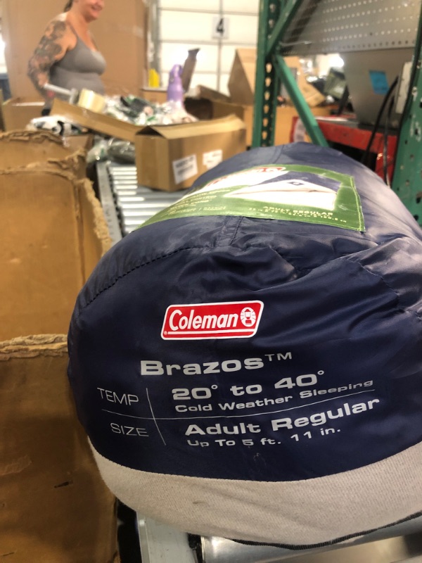 Photo 1 of (see images) Coleman Brazos 20/30°F Adult Cool-Weather Sleeping Bag with No-Snag Zipper & Stuff Sack, Machine Washable