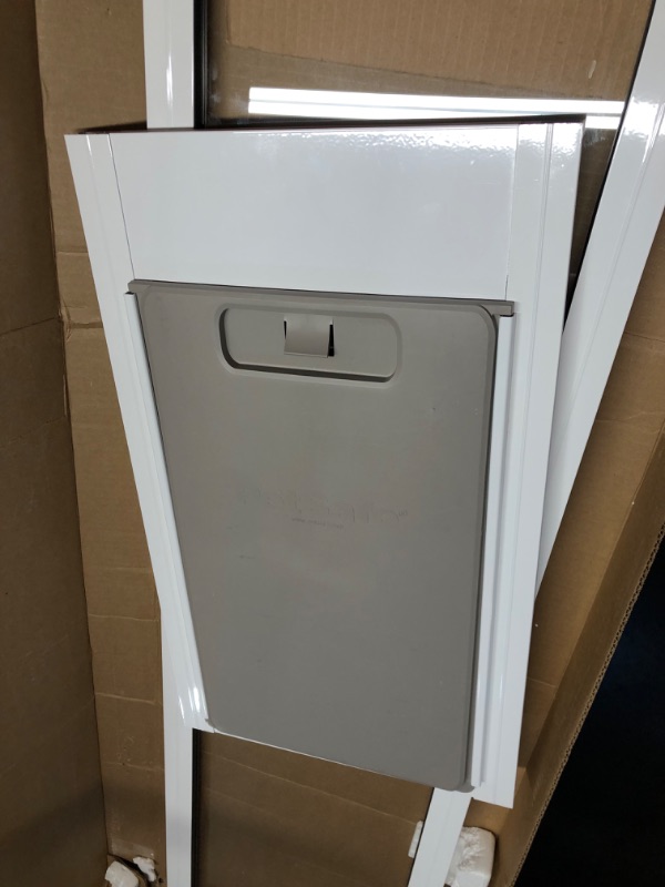 Photo 1 of (used) PetSafe Doggy Door for Sliding Glass Doors, Adjustable Height 91 7/16" to 96", No-Cut DIY Install, Aluminum Panel, Ideal for Renters for small pets 