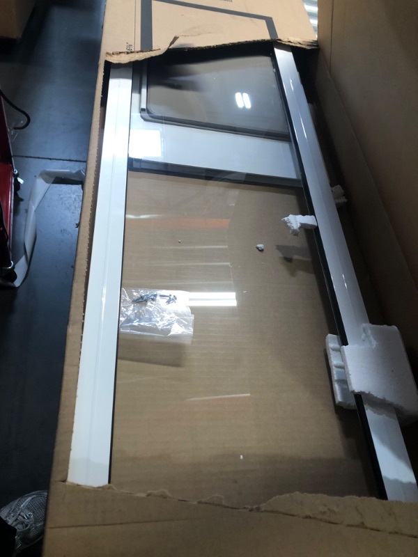 Photo 1 of (used) PetSafe Doggy Door for Sliding Glass Doors, Adjustable Height 91 7/16" to 96", No-Cut DIY Install, Aluminum Panel, Ideal for Renters for small pets 