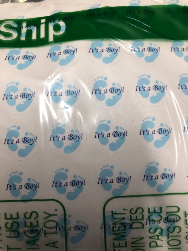 Photo 1 of 324 Its a Boy Blue Footprints Kisses Labels for Baby Shower Or Baby Sprinkle Party Or Event Decorations, Stickers, Wrappers, Favors. Made in USA