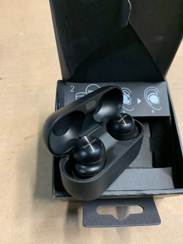 Photo 1 of Technics Reference Class Hi-Fi Wireless Earbuds, Dolby Atmos with Head Tracking, Adaptive Noise Cancelling, 3 Device Multipoint, 10-hr Battery, Wireless Charging, Improved Fit - EAH-AZ100-K (Black)