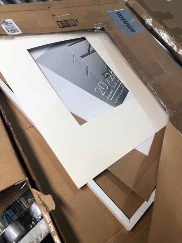 Photo 1 of (DISAASEMBLED) (PARTS) Americanflat 20x26 Picture Frame with Polished Plexiglass - Use as 11x14 Frame with Mat or Display 20x26 Photo Without Mat - Streamline Collection - Thin Border Picture Frames for Wall - White