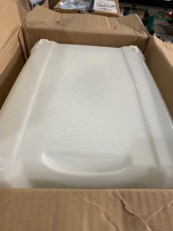 Photo 1 of (minor crack) IRIS USA 40 Qt Stackable Plastic Storage Bins with Lids, 6 Pack - BPA-Free, Made in USA - Discreet Organizing Solution, Latches, Durable Nestable Containers, Secure Pull Handle - Pearl