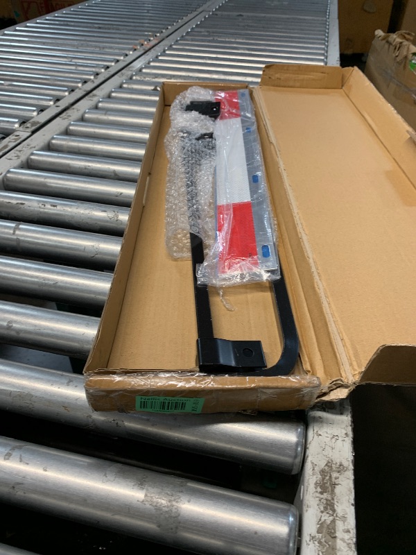 Photo 1 of (PARTIAL SET) (MISSING HARDWARE) ASTAMOTOR 2 PCS Black Straight Bar Mud Flap Hanger Bracket Complete Kit & Aluminum Mud Flap Reflector Fender Reflective Tape Fit for Semi Trucks Trucks, Trailers, RVs and More