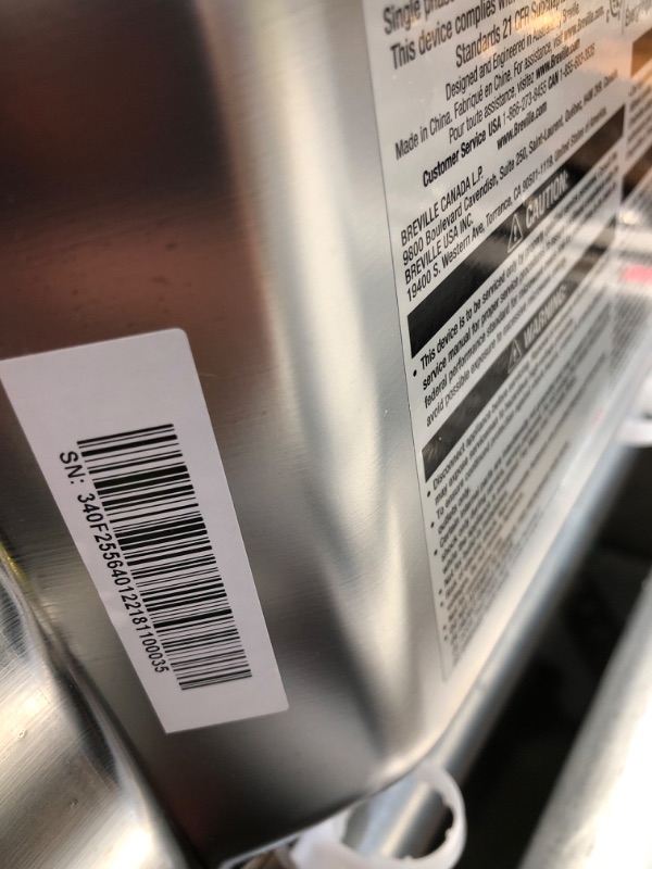 Photo 1 of **PREV USED**
Breville BMO850BSS1BUC1 Smooth Wave Countertop Microwave Oven, Brushed Stainless Steel