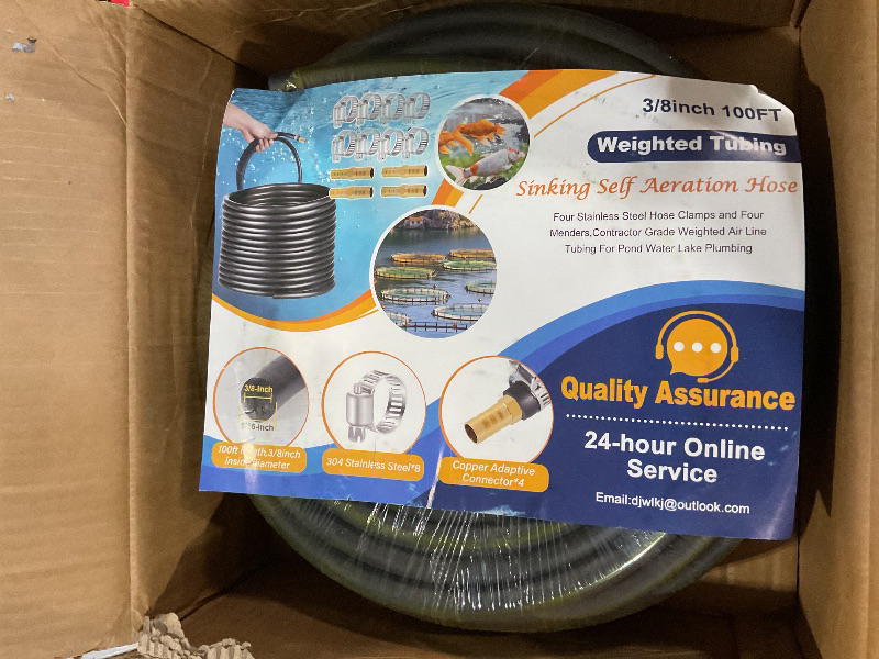 Photo 1 of ? inch Self Sinking Aeration Hose,100 Feet Pond Aerator Hose Kit with 4 Copper Menders and 8 Stainless Steel Use for Aquaculture,Garden and Lake Aeration of Aeration and Water Re-circulatio