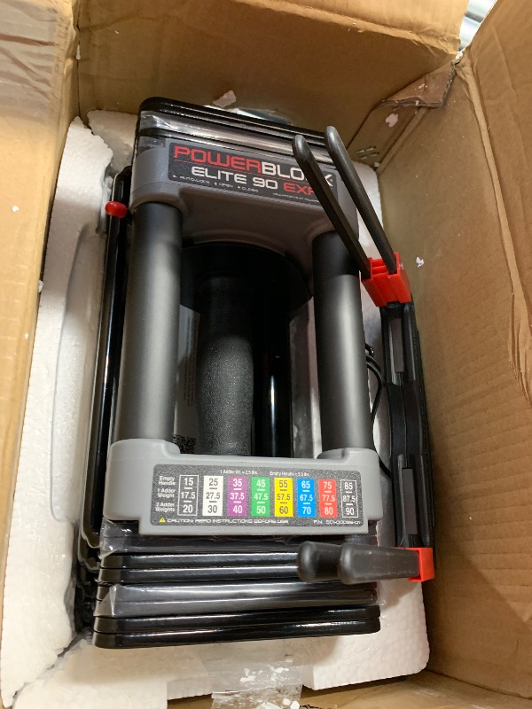 Photo 1 of (Used)(only one)(no pair) PowerBlock Elite EXP Adjustable Dumbbells, Sold in Pairs, Stage 1, 5-50 lb. Dumbbells, Durable Steel Build, Innovative 