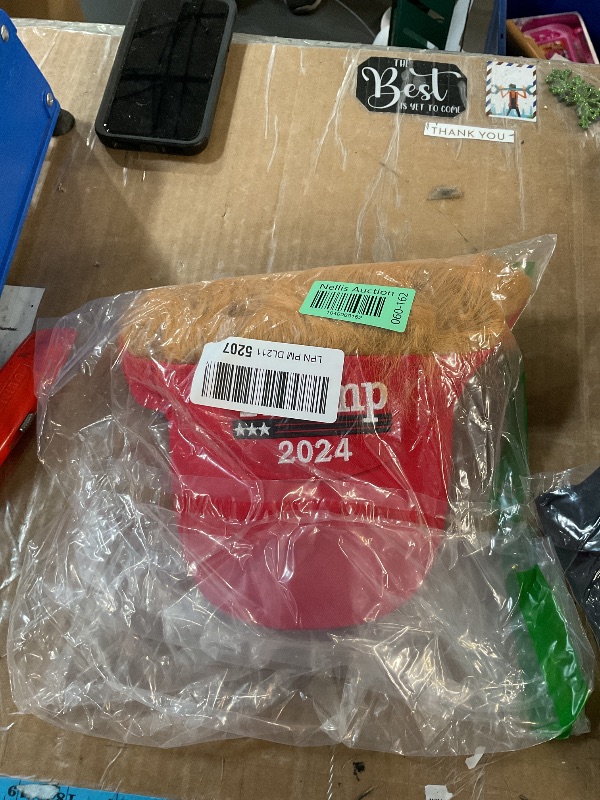 Photo 1 of 2024 Trump Hat with Hair, 10.8x7.87 Inch Embroidered Donald Trump Baseball Cap Adjustable Wig hat MAGA President Trump Hat Funny Gift (Red)