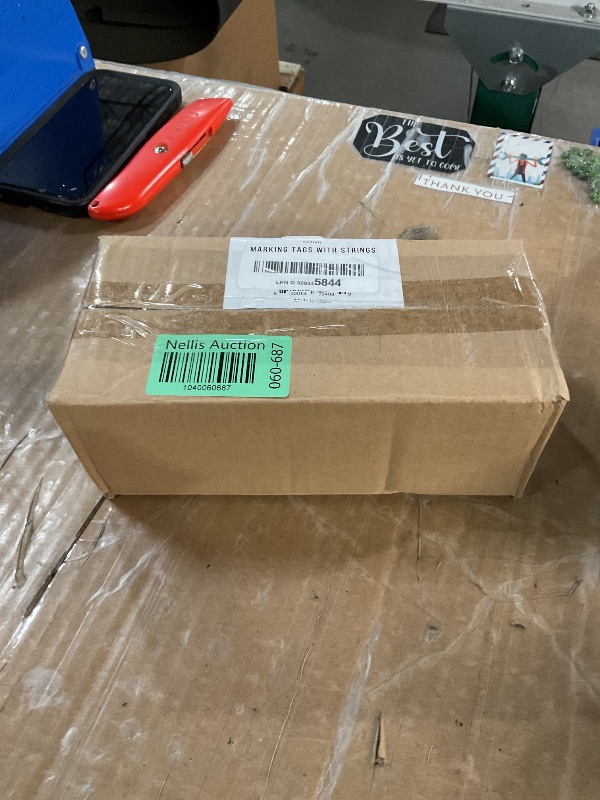 Photo 1 of 1000 Marking Tags with String Attached - 2 1/4” x1 7/16”, Blank White Tags with String for Pricing and Crafting, Small Strung Marking Labels