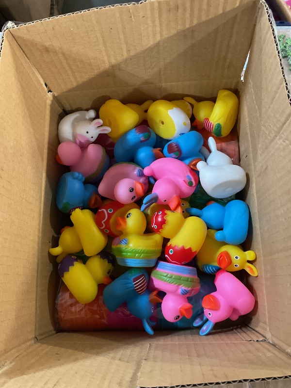 Photo 1 of 24 Pcs Prefilled Easter Eggs with Bunny Duckies,Bright Colorful Easter Eggs Prefilled with Variety Duckies for Fun Bath Bunny Duckies, Easter Basket Stuffers and Bathtub Toys Party Favors