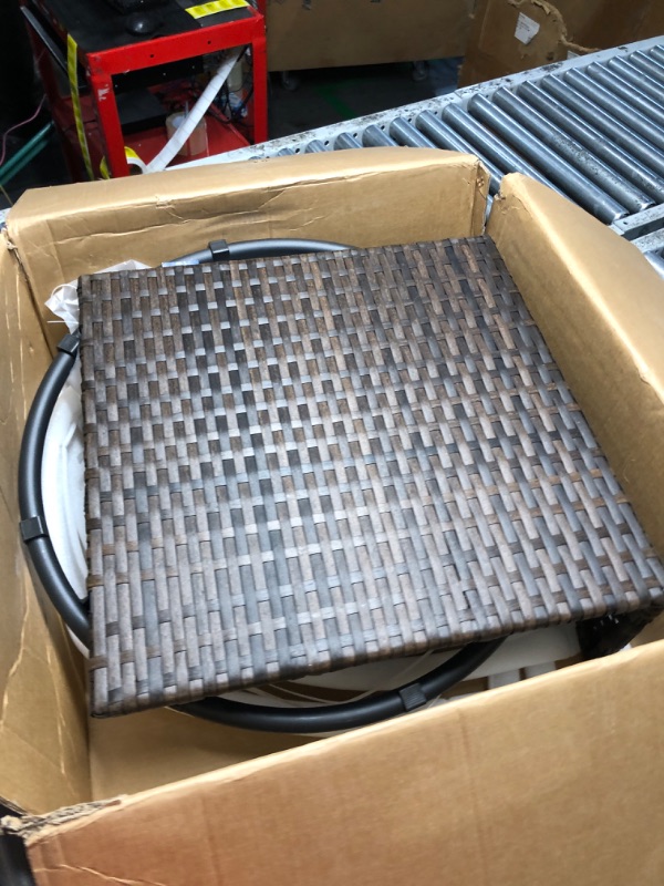 Photo 1 of ** BOX 2 OF 2 ONLY***PARTS ONLY**ONLY BOTTOM PIECE OF 1 CHAIR**
NUSBAY Outdoor Swivel Rocker Patio Chairs with 6-Inch Thick Cushions and Side Table, 3PCS High Back Wicker Patio Furniture