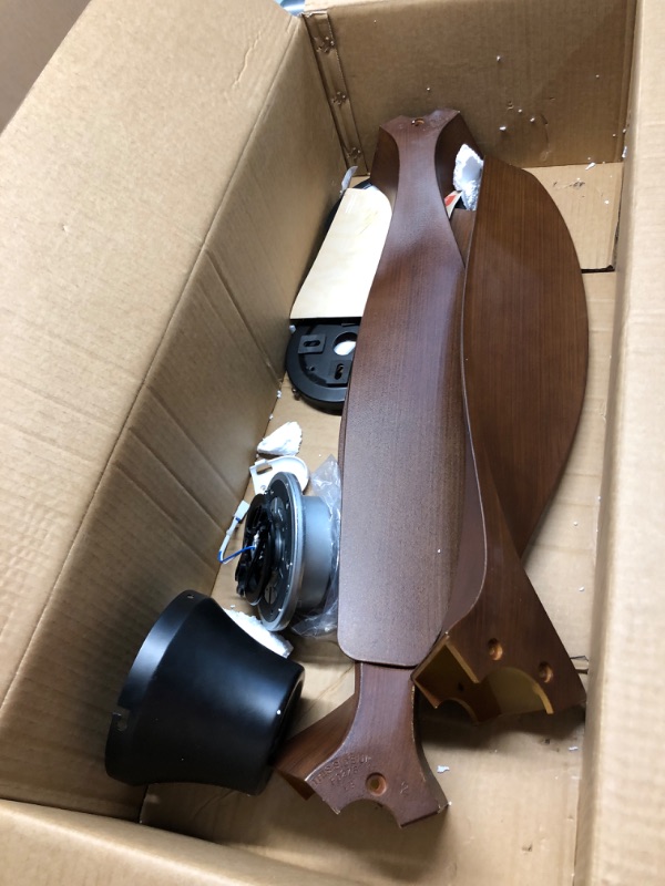 Photo 1 of ***(USED/ UNKNOWN IF MISSING PARTS)***TALOYA 60 Inch Ceiling Fans with Led Lights Remote Control Flush Mount Low Profile for Bedroom Farmhouse Patio Outdoor Living Room Kitchen Dining Room,DC Motor,Reversible,Buzzer ON/OFF,Black Walnut