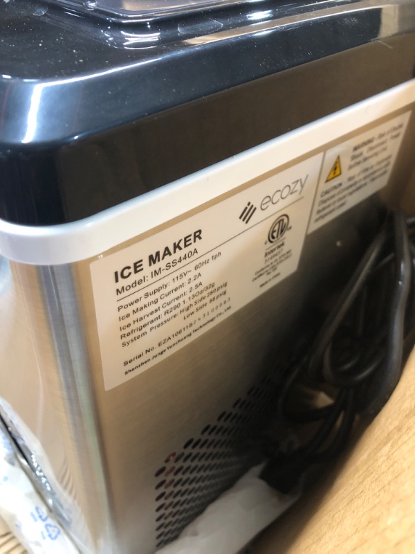 Photo 1 of (PARTS/SCRAP) (NON-FUNCTIONAL) ecozy Countertop Ice Makers, 45lbs Per Day, 24 Cubes Ready in 13 Mins, Stainless Steel Housing, Auto Self-Cleaning Ice Maker with Ice Bags and Ice Scoop for Kitchen Office Bar Party