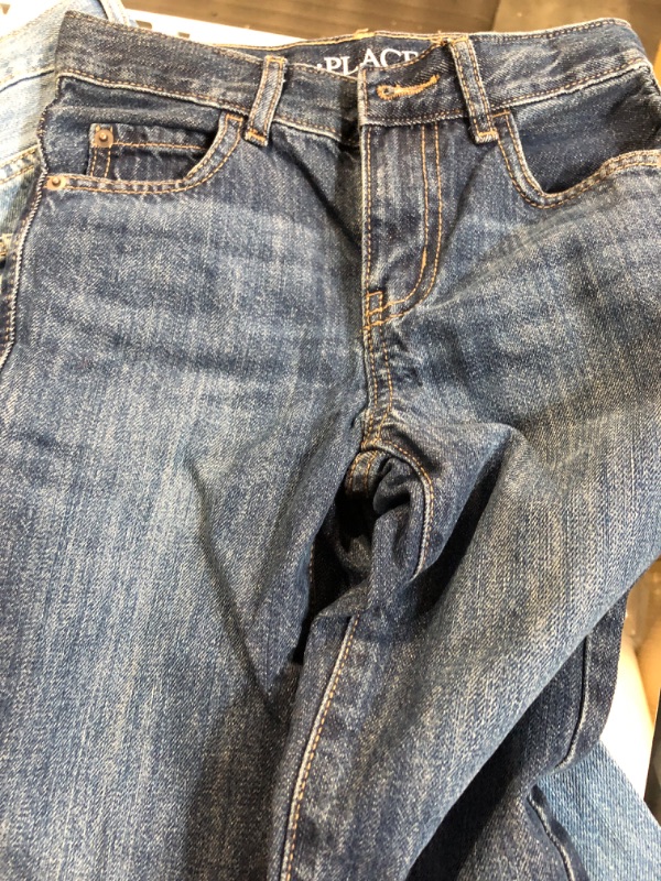Photo 1 of (2 pair) The Children's Place Boys Basic Straight Leg Jeans,Carbon Wash/Deep Blue Wash/Dk Juptier/Dk Rinse Wash 2 Pack, 8