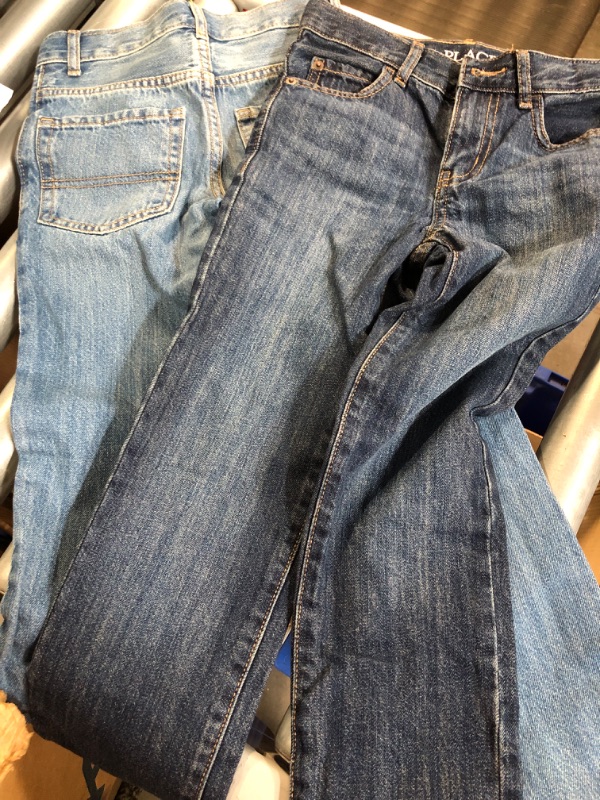 Photo 1 of (2 pair) The Children's Place Boys Basic Straight Leg Jeans,Carbon Wash/Deep Blue Wash/Dk Juptier/Dk Rinse Wash 2 Pack, 8