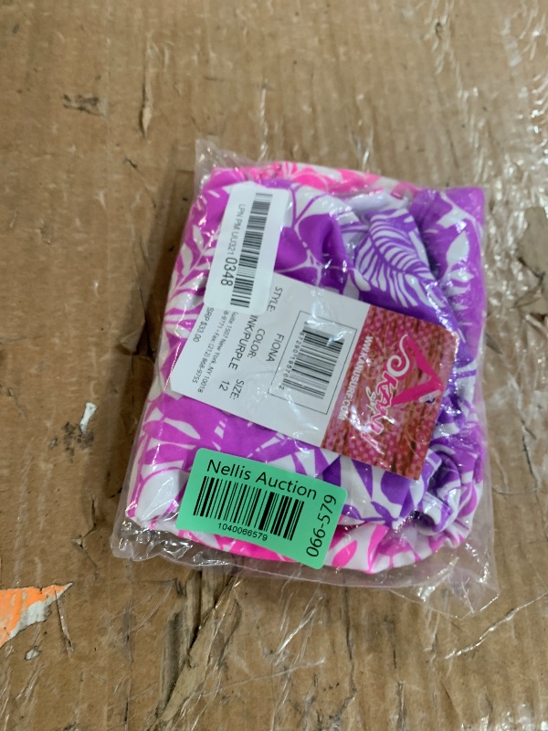 Photo 1 of (USED/FAIR) (12) Kanu Surf Girls' Hurricane Beach Sport UPF 50 one Piece Swimsuit, Fiona Pink/Purple 12